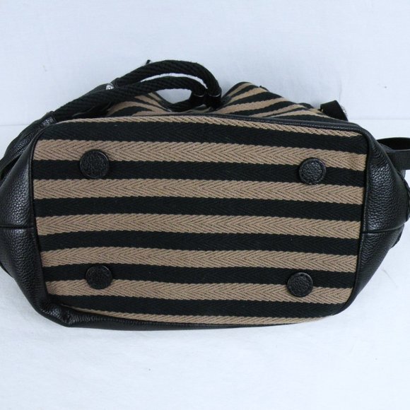 RARE Brighton Alder Black & Taupe Striped Leather Tassel Shoulder Crossbody Bag - Picture 8 of 10